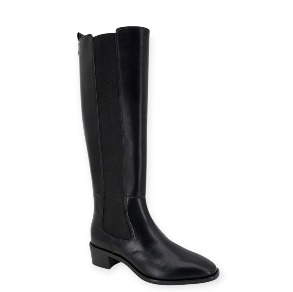 NWOT Splendid Andi Black Faux Leather Chelsea Knee High Riding Boot 